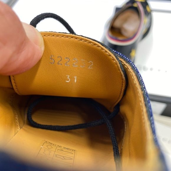 - Boys Gucci leather bee embroidered Lace up shoes size 31 made in Italy - Picture 6 of 10